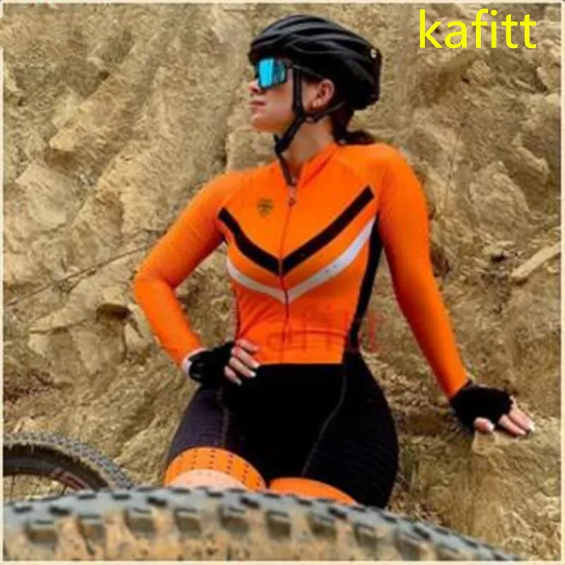 kafitt men\'s and women\'s cycling suits one-piece bike bike Little Monkey suit Summer long-sleeved gel MTB suit