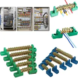 Copper Screw Terminal Block Bar Wiring Row Zero Ground Brass Strip Protection Flame Retardant Distribution Box Connection