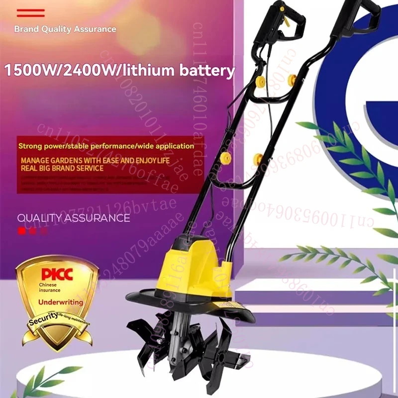 Cultivador Eléctrico de Jardín de 2400W, Microcultivador Doméstico, Rotocultivador Portátil para Aflojar la Tierra y Jardinería