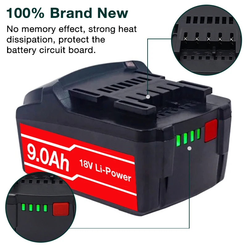 18V Li-ion Battery for Metabo Power Tool Drill screwdriver wrench saw for Metabo 18V 9000mah BSZ18  625592000 625591000 BS18LT