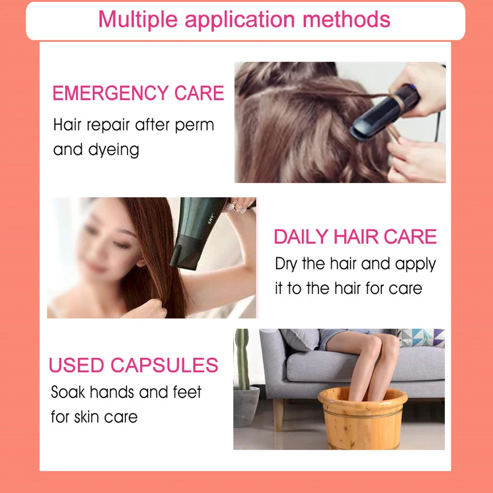 كبسولة فيتامين الشعر زيت الكيراتين مكافحة تساقط الشعر ترطيب جوهر النفط إصلاح التشعب التالفة الشعر من الصباغة والتجعيد