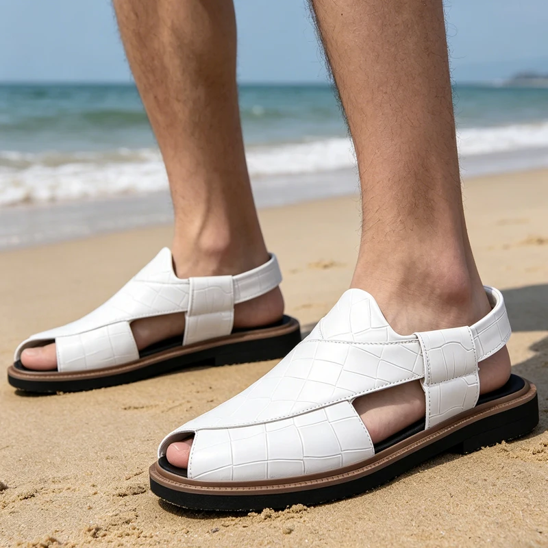 Men's Summer Breathable Soft-Soled Roman Sandals Anti-Slip Comfortable Slip-On Casual Covered-Toe Shoes-2021