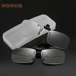 NONOR Unisex Clip on Anti Blue Light Reading Glasses Magnifier Women Men Rimless Portable Presbyopia Glasses Clips Lens