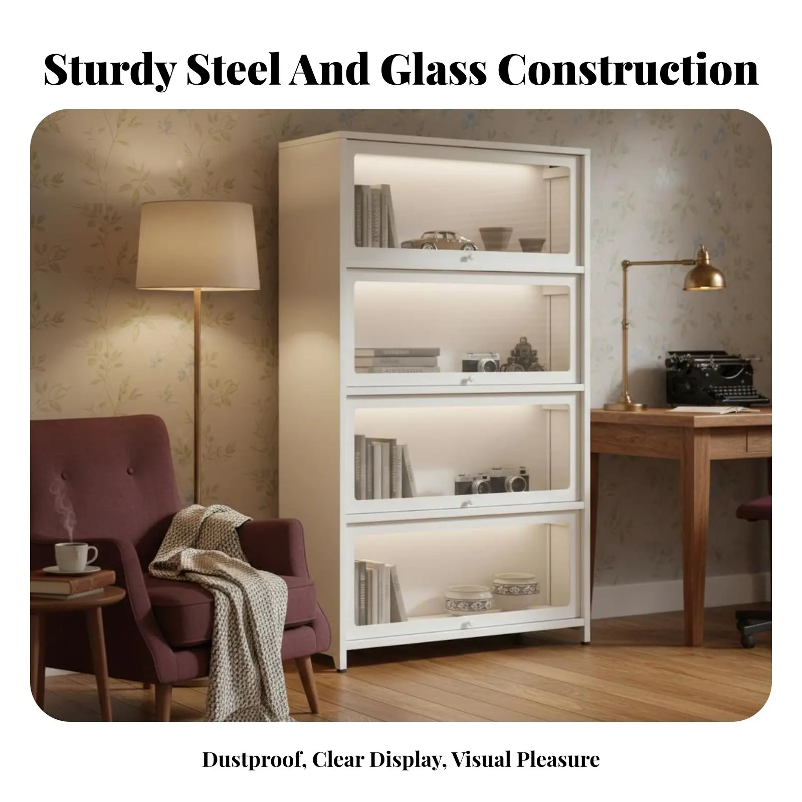 

Glass Door Collectible Case debris-shieldedproof Display Cabinet Adjustable Shelves Easy Assembly for Hobbyists, Bedroom