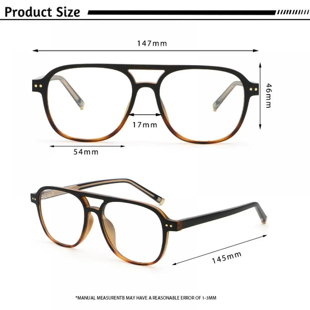 CATERSIDE Herren Pilotenbrille Flache Oberseite Doppelbrücken-Design Federscharnier Brillengestell Damen Anti-Blaulicht-Brille – Detail 2