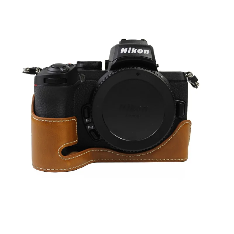 Camera Bag PU Leather Case Half Body Base Protector for Nikon Z50 Z30 Mirrorless Camera Shell Protective Opening Bottom Cover