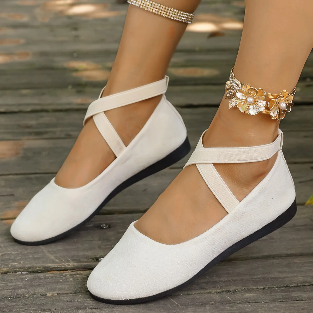 

Женские туфли на плоской подошве, балетки, лоферы на плоской подошве, женские нескользящие эластичные балетки с ремешком на щиколотке, женские элегантные кроссовки на плоском каблуке