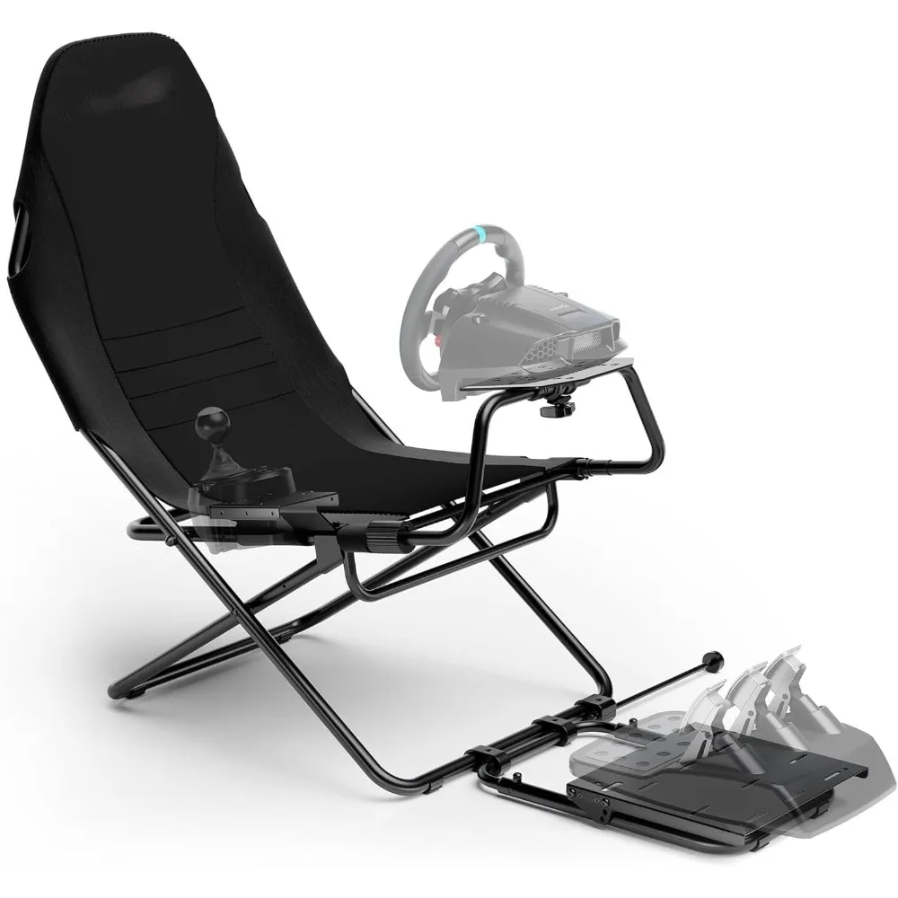 

Foldable Racing Simulator Cockpit, Racing Wheel Stand with Seat