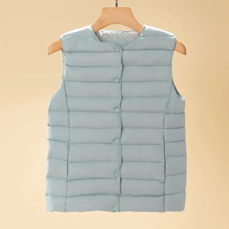 New Arrival Light Weight White Duck Down Waistcoat Women Winter Vest Slim Fit and Round Collar  Down Jacket Women VT-299