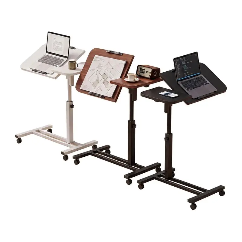 Bedside Table Laptop Tablet Holder Sofa Side Table Movable Lifting Floor Reading with Wheels
