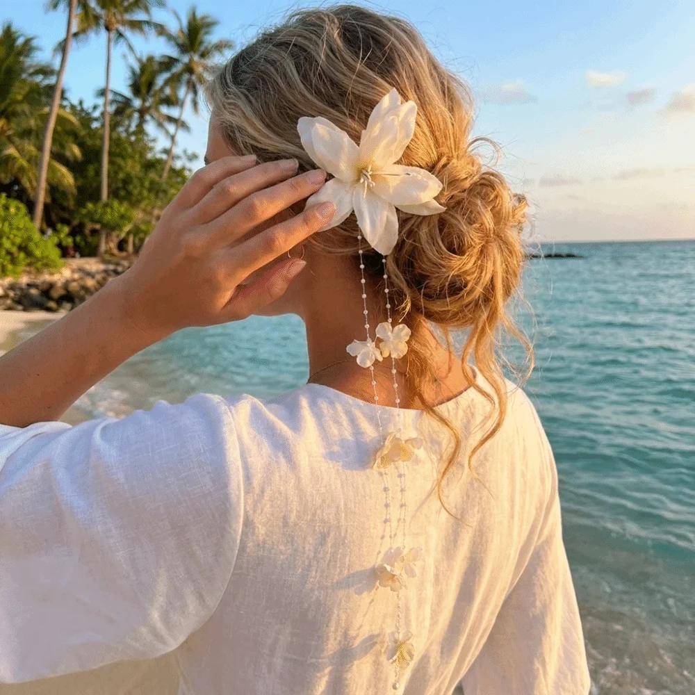 Artificial Flower Flower Hair Clip Lightweight Vintage Bohemian Side Clip Comfortable Handmade Sweet Headpiece Wedding Bridal