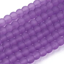 1Strand Transparent Glass Bead Strands Frosted Round Blue Violet 6mm Hole: 1.3~1.6mm about 140pcs/strand 31.4 inch