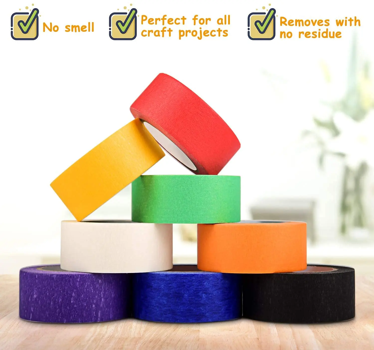 12 of Set Colored Masking Tape,1 Inch x 42.65 Feet of Colorful Craft Tape – Vibrant Colored Painters Tape, Great for Arts Crafts