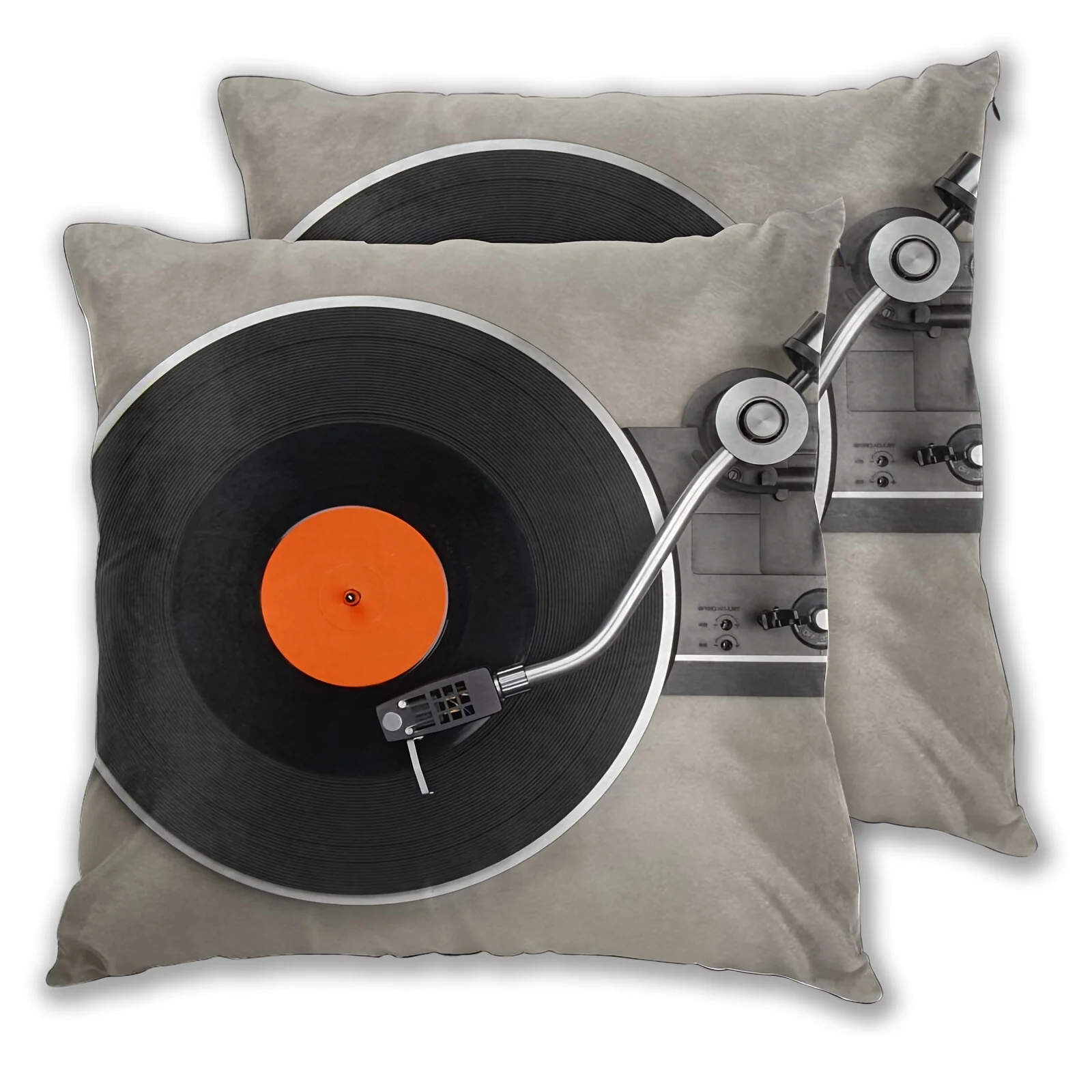 

2pcs CD Player Pattern Vintage Record Square Throw Waist Pillow Case Decorative Cushion Cover Pillowcase Sofa 18x18in Home