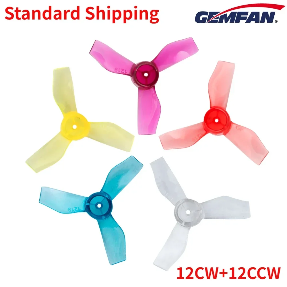 12Pairs(12CW+12CCW) Gemfan 1219 31mm 3-Blade PC Propeller 0.8mm 1mm (Random Color) for RC FPV Tinywhoop