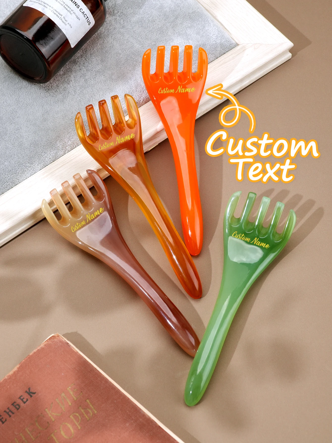 1pc Custom Name Scalp Massager Handheld Gua Sha Head Scratcher Personalized Back Head SPA Relaxation Gift for Women