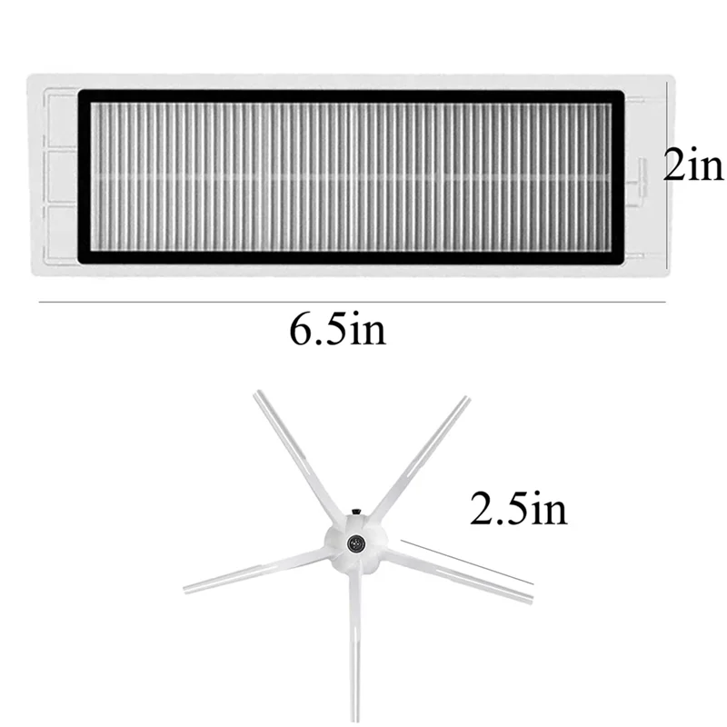 Replacement Parts Main Brush Side Brushes HEPA Filter Compatible for Roborock S5Max S6Pure Vacuum Cleaner Accessories