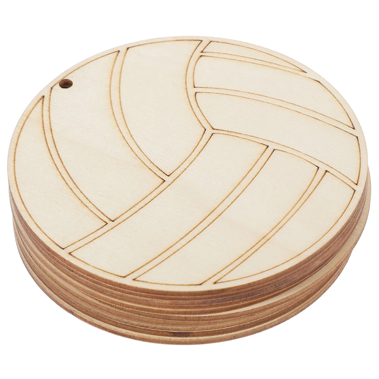 

10Pcs Unpainted Wooden Volleyball Cutouts DIY Wood Slices for Childrens Art Activities Hand Eye Coordination Skill Building