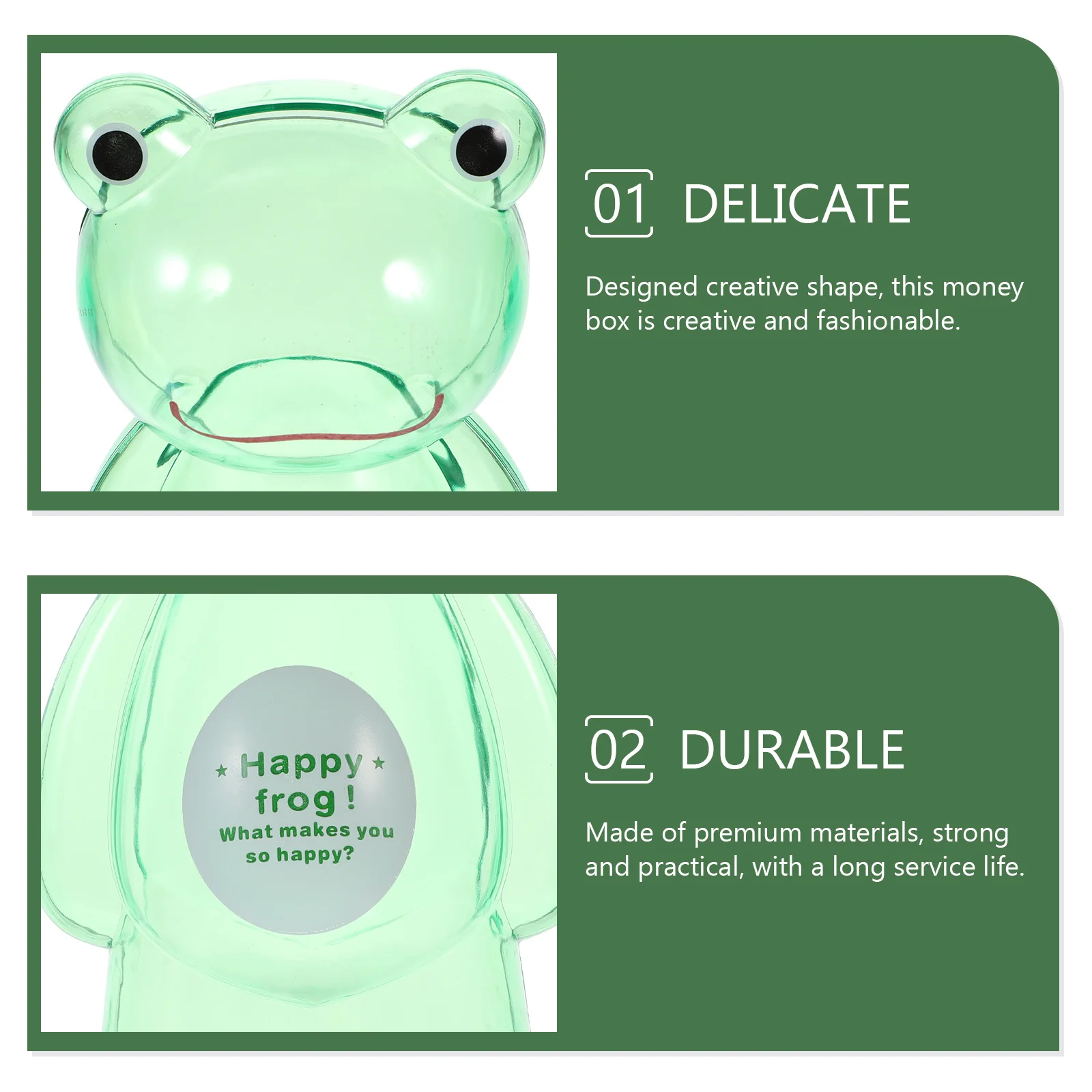 Frosch-Münzsparbox, transparenter kreativer Behälter für Kinder, multifunktionale Desktop-Münzaufbewahrung, Spardose