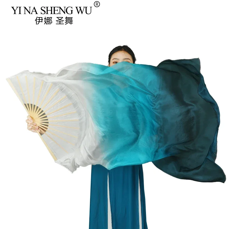 

Белая градиентная вуаль из натурального шелка для танца живота, ручная краска, струящаяся длина 180 см, реквизит для практики, профессиональная танцевальная одежда, аксессуар