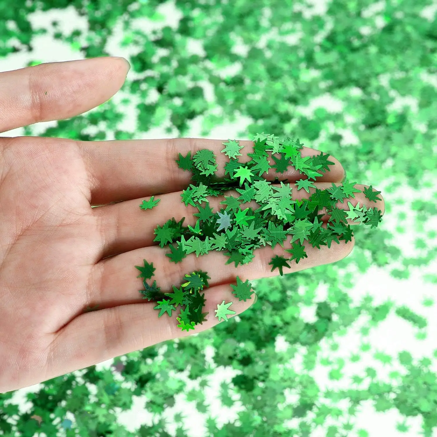 4 Boxes Green Weed Leaf Glitter Nails Sequin Plant Pot Leaf Sequin Nail Design Foliage Glitter for DIY Accessories Supplies