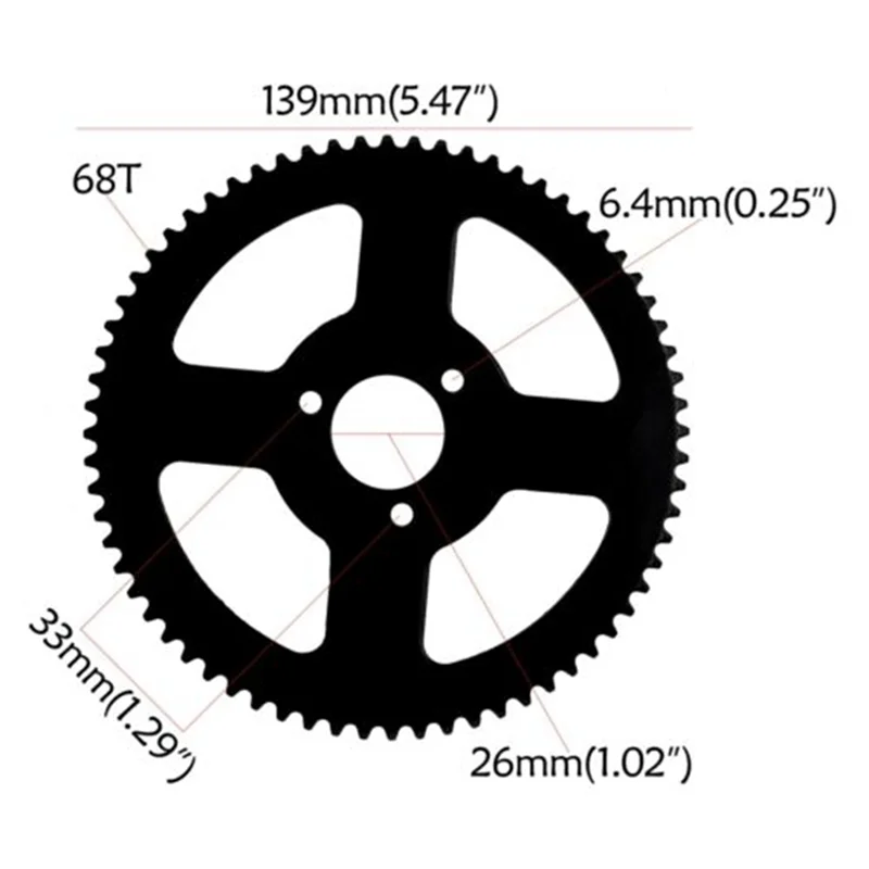 โซ่136 25H + เฟือง68T 49CC 47CC 2จังหวะสำหรับกีฬาขนาดเล็กกระเป๋าเก็บของในรถยนต์จักรยานออฟโรด