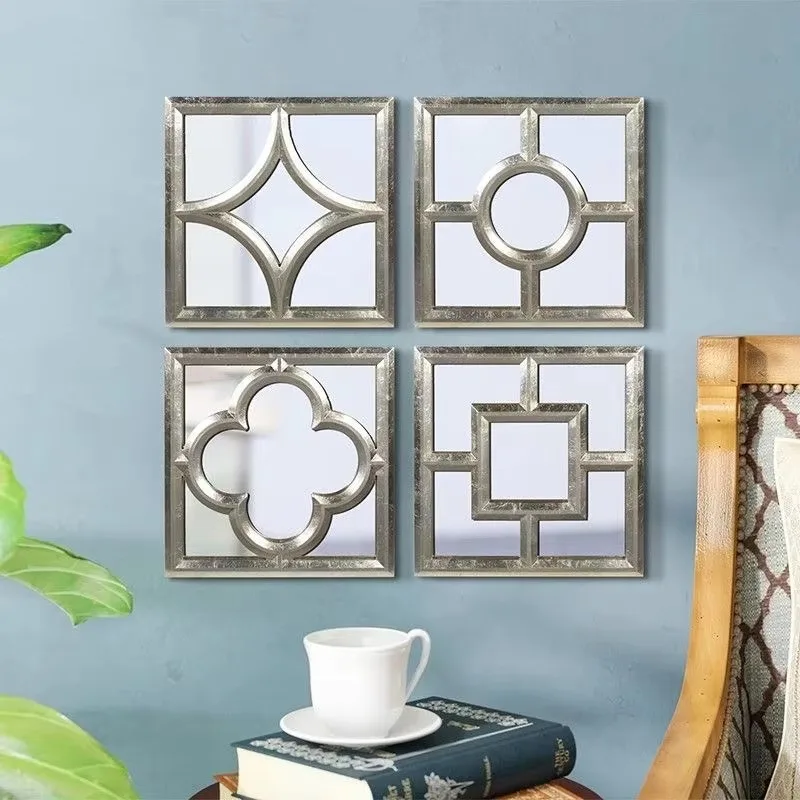 40x40cm S4 European-Style Retro Decorative Mirror Porch Corridor Restaurant Combination Background Wall Hanging