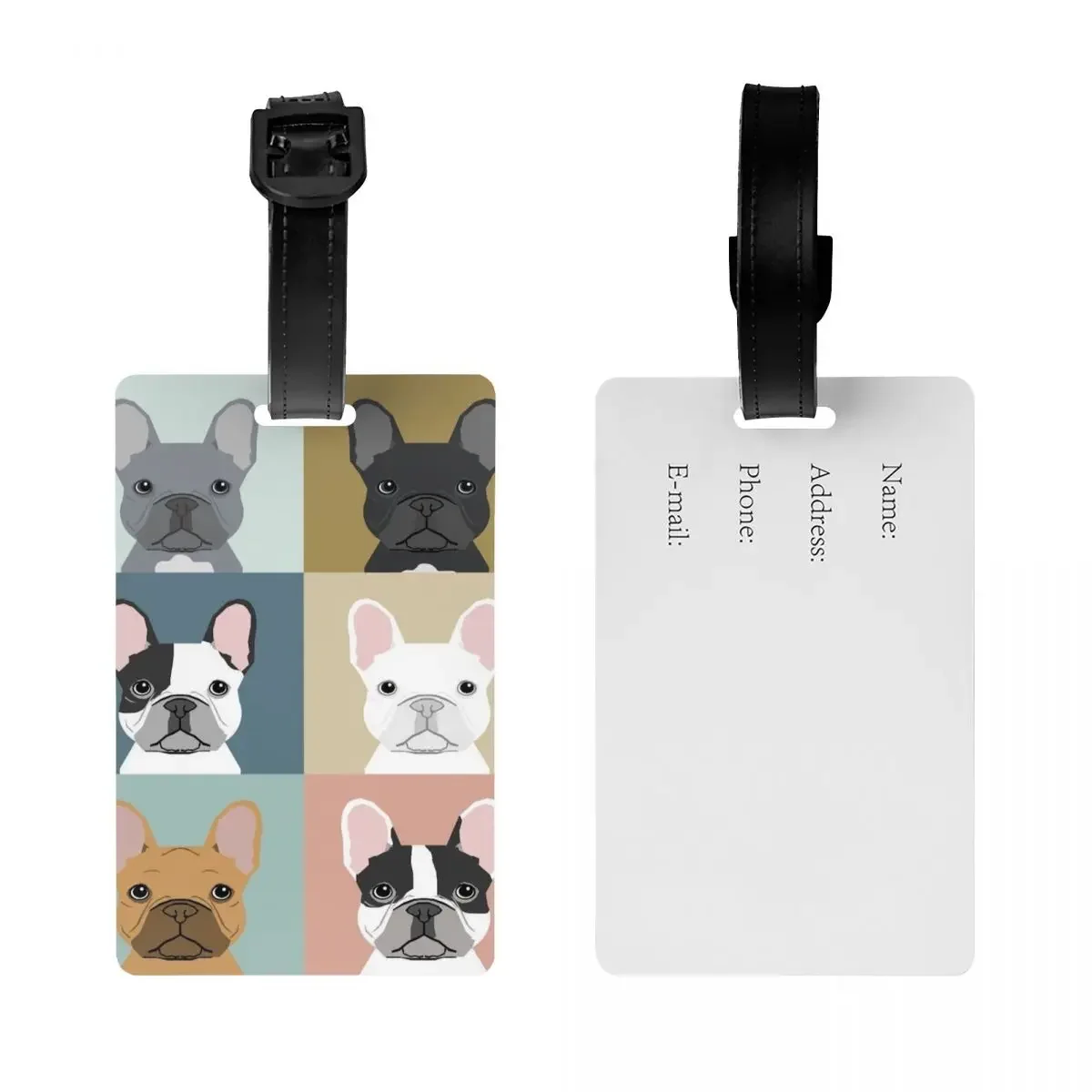 Custom French Bulldog Luggage Tag Frenchie Dog Lover Travel Bag Suitcase Privacy Cover ID Label