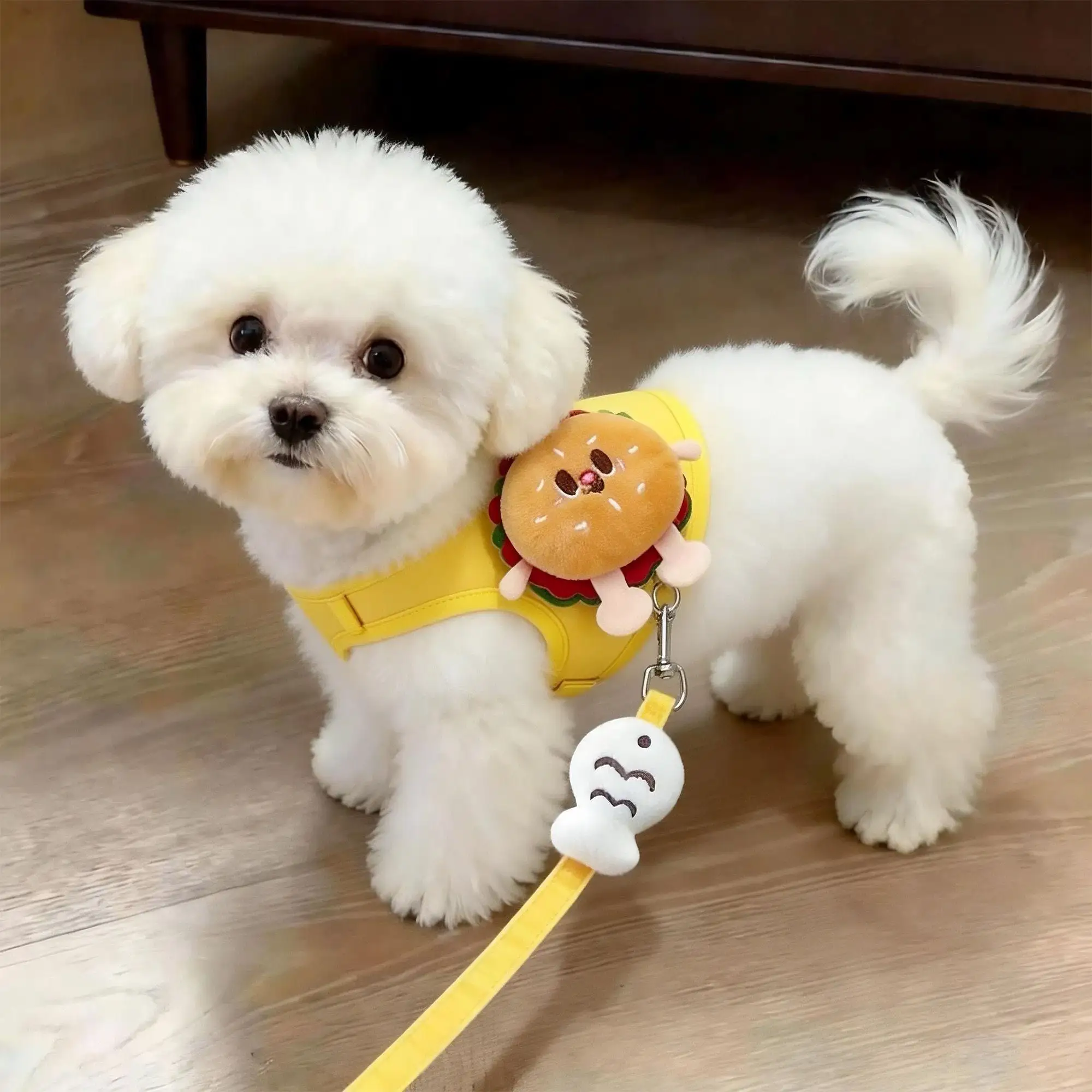 

Cat Harness Leash Collar Set Adjustable Cartoon Raction Teddy Traction Dog Harness for Small Medium Pet Collar Outdoor Walking