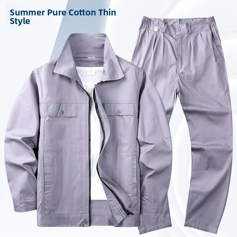 

Lightweight Breathable Pure Cotton Work orm Set Summer Anti-Heat Welding Protective Clothing Long Sve irt