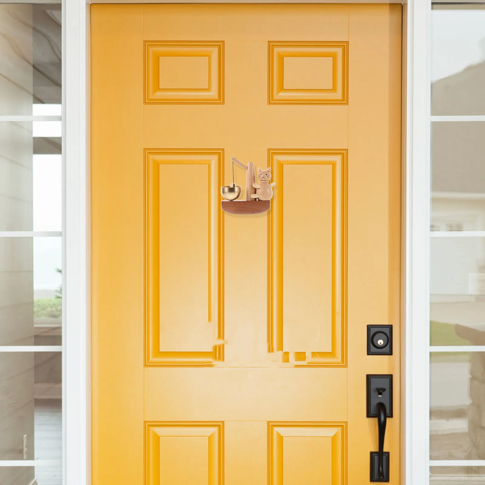 

Doorbell Cat Brass Hand Bells Metal Wooden Chime Magnetic Attached Shopkeepers Bell Door Opening Gentle Chime Wood Doorbell