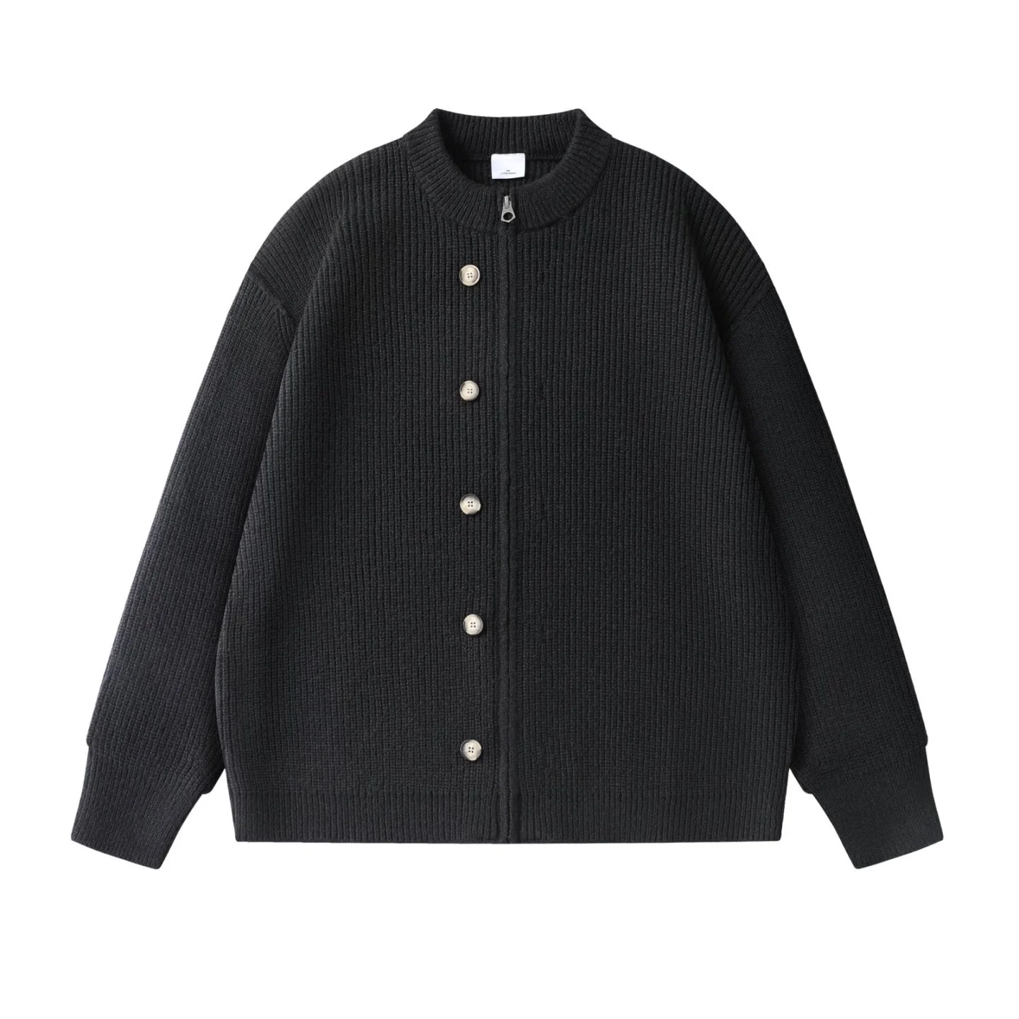 

Ретро-японский вязаный свитер на молнии для мужчин: свободный, универсальный, осенне-зимняя верхняя одежда, удобный повседневный вариант с длинными рукавами.