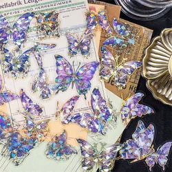 30PCS Sheets Foil Laser Paper Sticker Pack 3D Purple Butterfly Decoration Material School Supplies Handbook Scrapbook 6*6CM