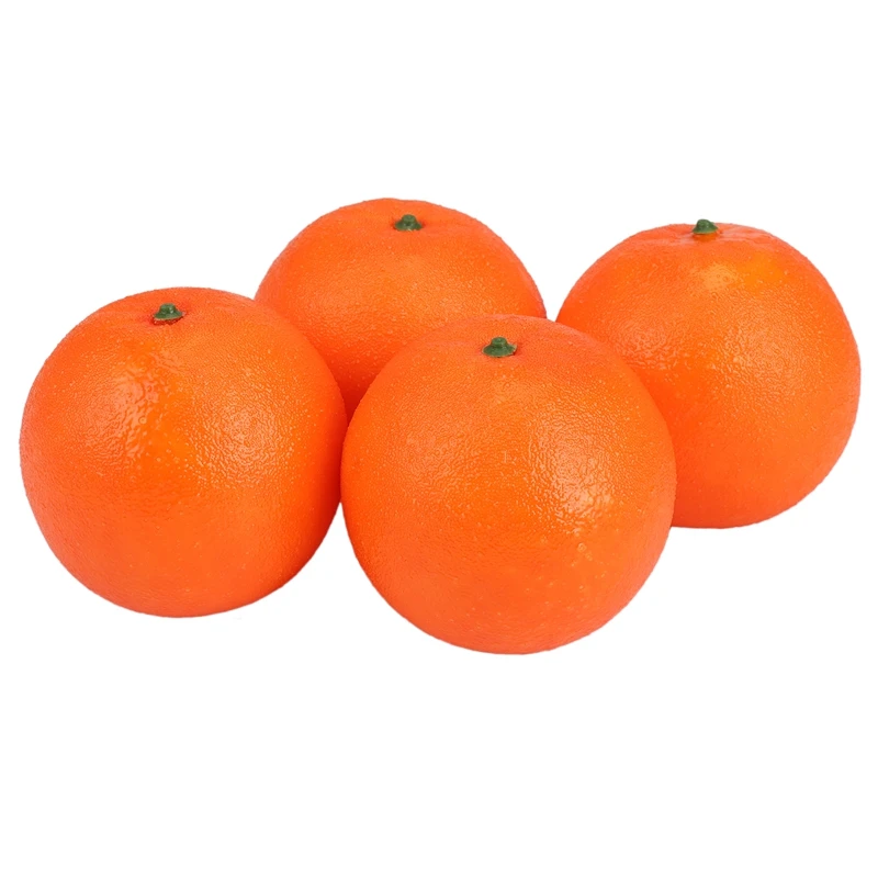 4 Pcs Soft Plastic Simulation Orange Fruit Home Decoration Burgundy