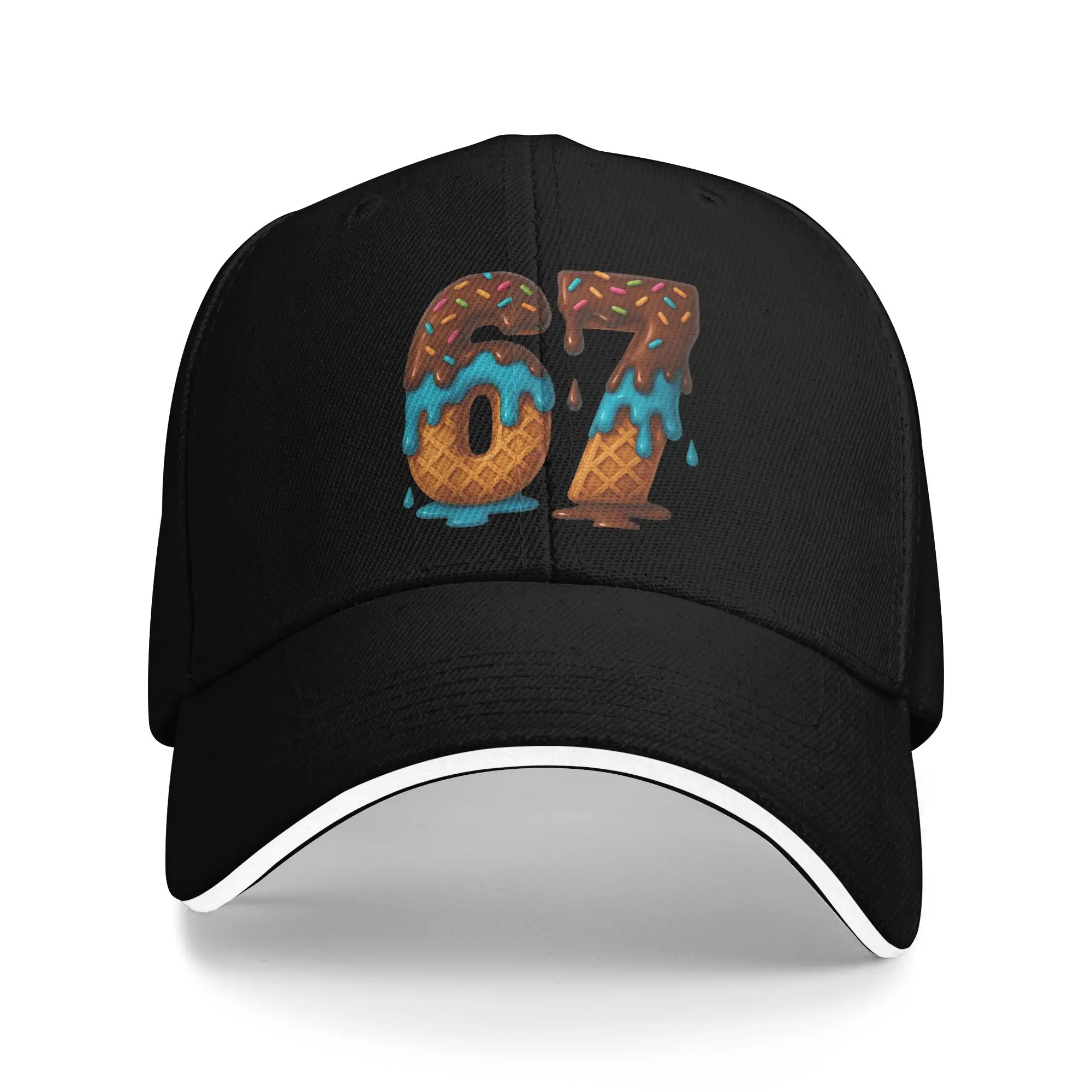 67 Ice Cream Drip Meme Funny Six Seven GenAlpha Slang Baseball Cap Hip Hop  Sandwich Caps for Men Women Headwear Running Golf