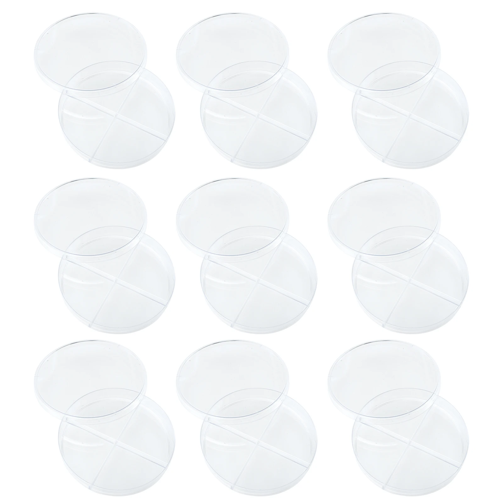 

10pcs Cell Culture Dish Plastic Transparent Petri Dish Four Compartments Agar Plates Experiment Teaching Aid Biology Research