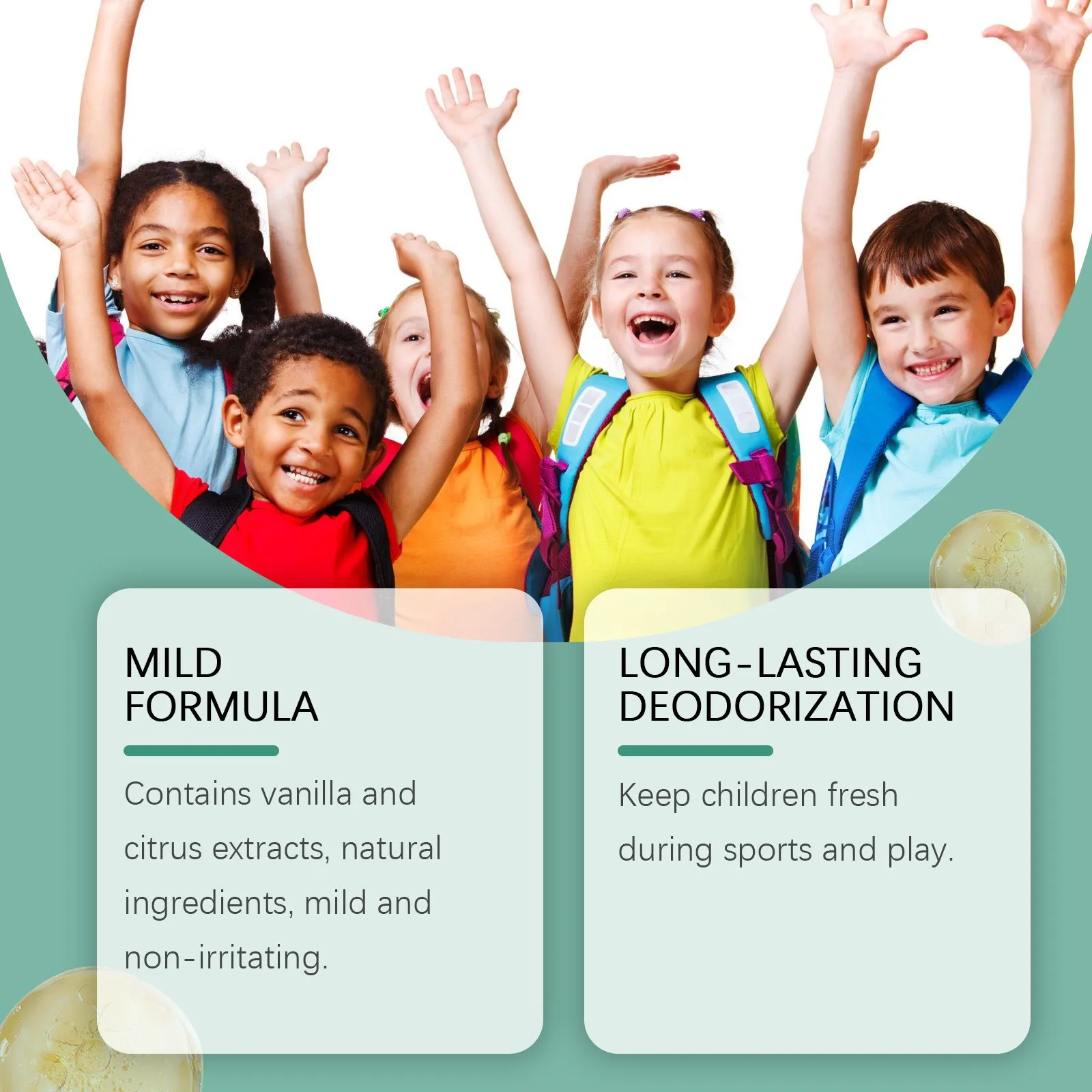 Perfume Fragrance Body Deodorant Kids Citrus Vanilla Roll-On Fragrance Plant-Based Mild Antiperspirant Underarm Odor Removal