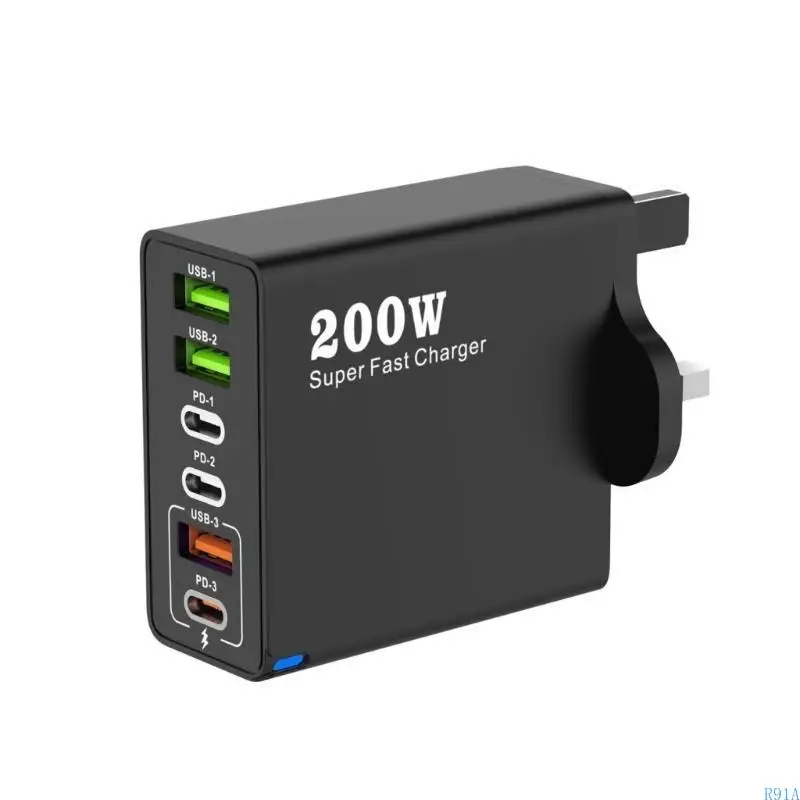 

R91A Portable 200W USB C Fast Charging with Intelligent Chip for Safe and Fast Multiple Device Charging