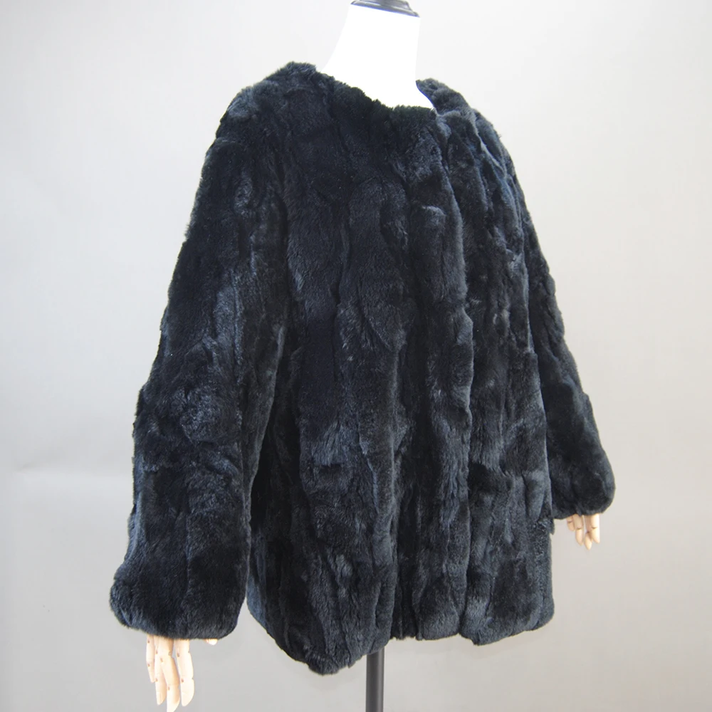 Vendita calda marca vero cappotto di pelliccia di coniglio Rex cappotto femminile genuino cappotto di pelliccia di coniglio Rex 2025 inverno nuova moda soprabito lungo