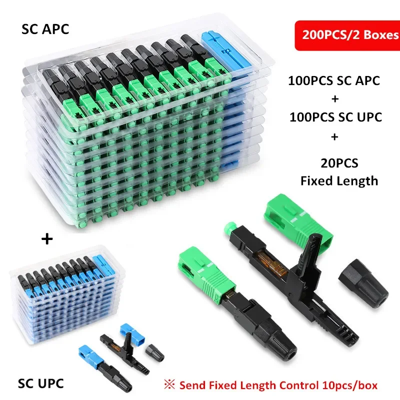 

Embedded SC APC + SC UPC Fiber Optic Fast Connector single mode fiber optic quick connector green adapter Field Assembly