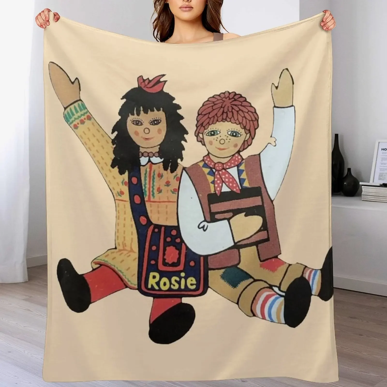 

Rosie and Jim dolls Throw Blanket Cozy Home Blanket Gift for Christmas Holiday
