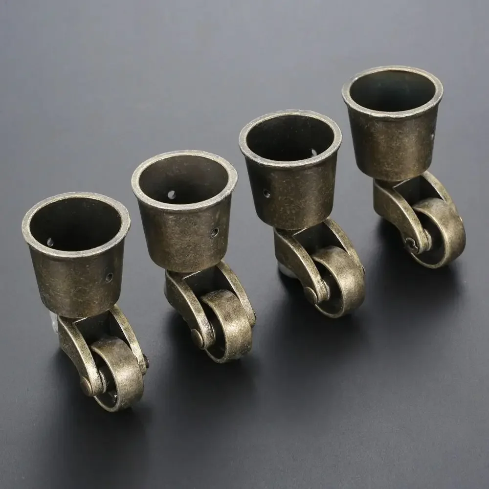 

4Pcs Wear Resistant Round Cup Caster Sturdy Matte Stable Furniture Wheel Silent Brushed Antique Caster Cabinet Piano Table Chair