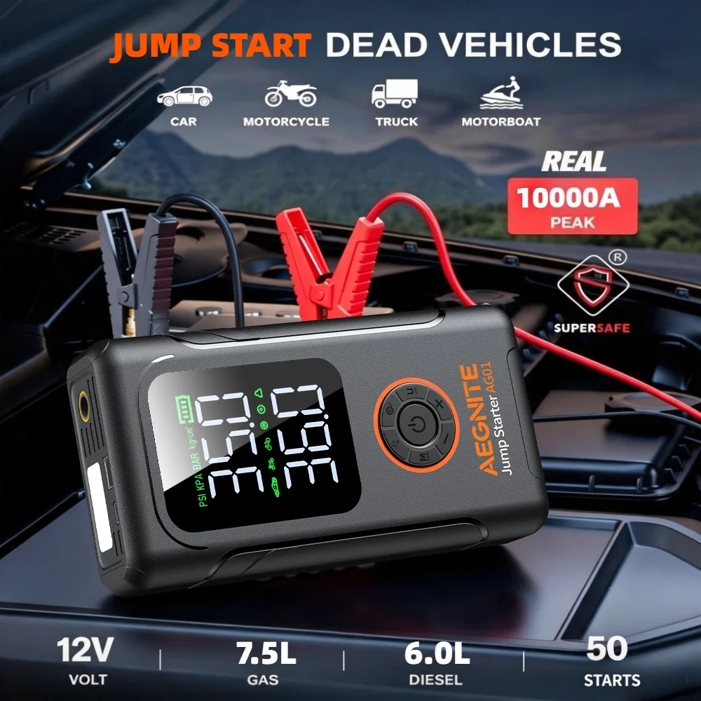 AEGNITE 10‑in‑1 Car Jump Start - Solar Jump Starter Power Bank recension och pris