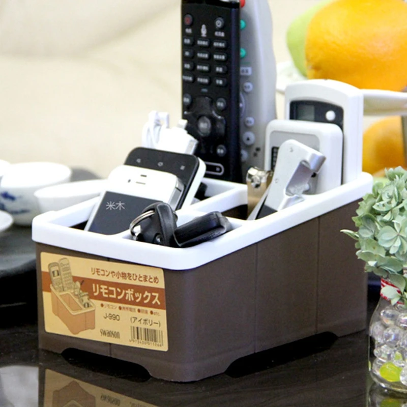 กล่องเก็บของอเนกประสงค์ตั้งโต๊ะ4ช่องรีโมทคอนโทรลกล่องใส่เครื่องเขียนแคดดี้