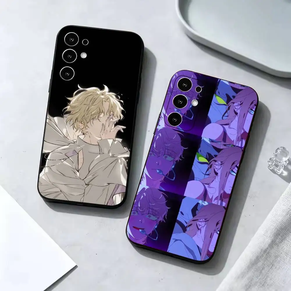 Anime Boy Fashion Black Silicone Protective Phone Cover, Suitable for Samsung S20-S26,Ultra,Plus,FE,Lite,5G