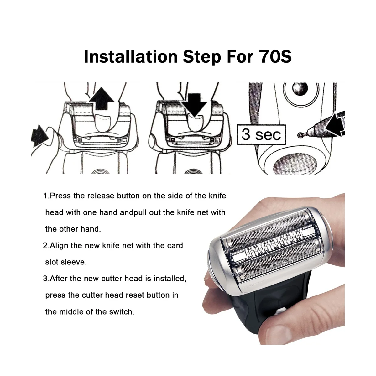 70วินาทีสำหรับ Braun ซีรีส์7อะไหล่หัวเข้ากันได้กับ7รุ่น720,750CC 760CC ฯลฯ