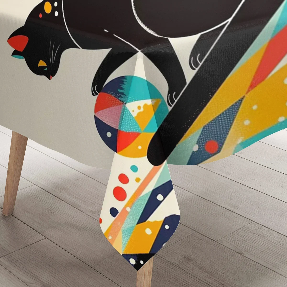Abstract style cat tablecloth, fashionable and trendy, suitable for parties, Independence Day, Christmas, May 5thxzj