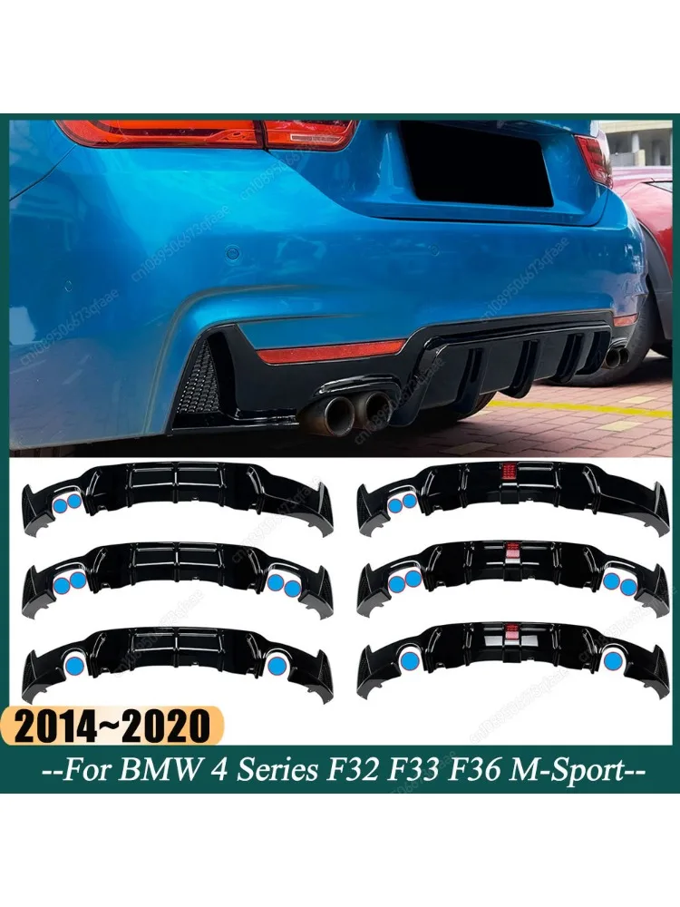 Czarny dyfuzor tylnego zderzaka ABS, listwa ochronna, spoiler, splitter, akcesoria samochodowe do BMW serii 4 F32 F33 F36 M-Sport 2014-2020 — 2