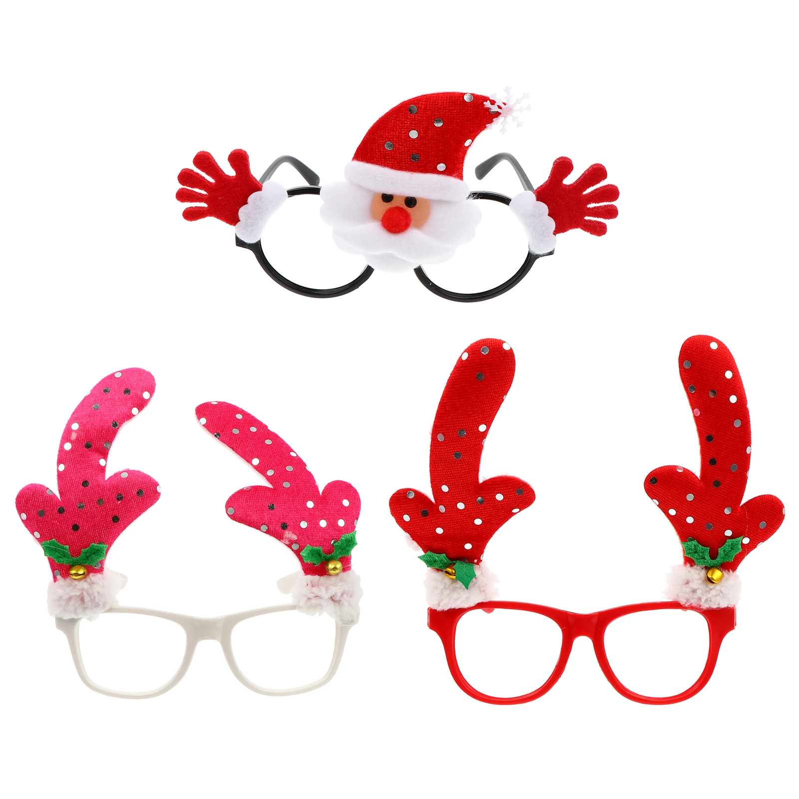 

3Pcs Child Cartoon Glasses Plastic Nonwoven Funny Decorative Frames for Christmas Party Photography Props Home Gathering
