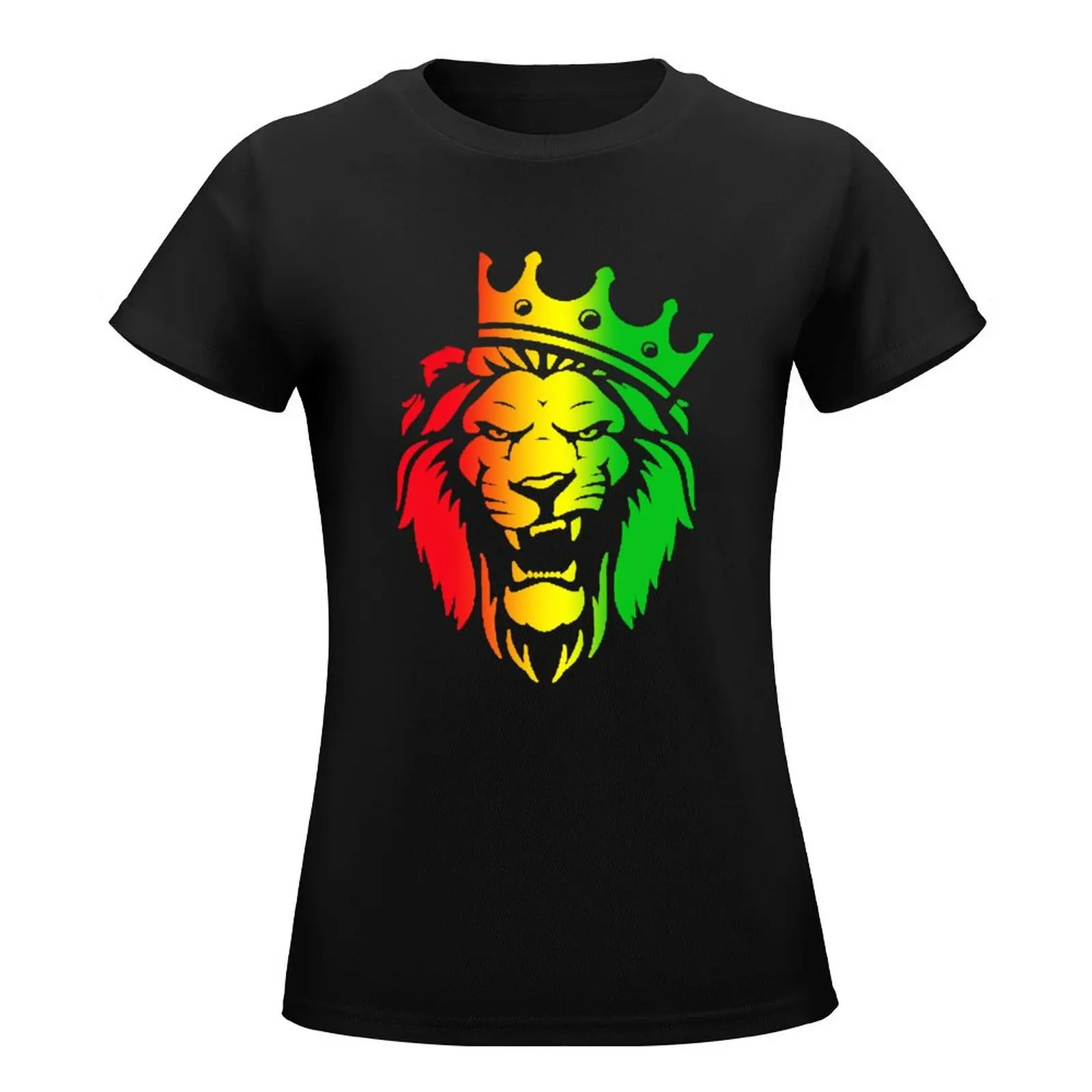 Lion head with crown T-Shirt aesthetic clothes blanks Summer Women's clothing